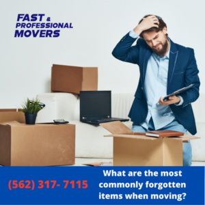 What are the most commonly forgotten items when moving
